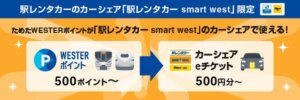 JR西日本グループのWESTERポイントがカーシェアeチケットに交換可能に